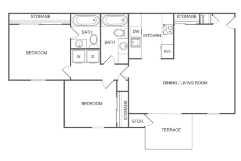 2 Bed / 2 Bath / 835 sq ft / Rent: $1,445